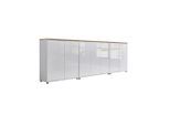 Mid.you Sideboard Mailand Set 6, Weiß, Eiche Artisan, Weiß Hochglanz, Kunststoff, 7 Fächer, 2 Schublade(n) Schubladen, 263.5x73x33 cm, erweiterbar, stehend, Wohnzimmer, Kommoden & Sideboards, Sideboards