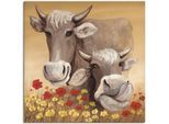 Leinwandbild ARTLAND "Kühe", beige (farbe bild(er): naturfarben), B:70cm H:70cm T:1,8cm, Bilder, Leinwandbild, auf Holzrahmen gespannt