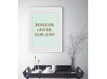 Bild QUEENCE "BONJOUR", gold (farbe rahmen: weiß), B:50cm H:60cm, Acrylglas, Holz, Papier, Bilder, Bild, Spruch