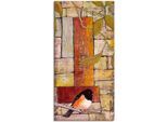 Leinwandbild ARTLAND "Vogel auf einem Ast I", orange (farbe bild(er): orange), B:50cm H:100cm, Bilder, Leinwandbild, auf Holzrahmen gespannt
