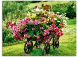 Wandbild ARTLAND "Kutsche mit Blumen", grün (farbe bild(er): grün), B:40cm H:30cm, Bilder, Wandbild, auf Holzrahmen gespannt