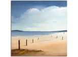 Leinwandbild ARTLAND "Am Strand entlang", blau (farbe bild(er): blau), B:40cm H:40cm T:1,8cm, Bilder, Leinwandbild, auf Holzrahmen gespannt