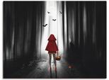 Leinwandbild ARTLAND "Das Rotkäppchen auf High Heels", schwarz (farbe bild(er): schwarz), B:80cm H:60cm, Bilder, Leinwandbild, auf Holzrahmen gespannt