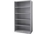 Schäfer Shop Genius Regalschrank FS, Stahl, mit Belüftungslöchern, B 1055 x T 520 x H 1950 mm, 5 OH, Weissalu, bis 500 kg