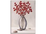 Leinwandbild ARTLAND "Dekorative rote Herbstblumen", beige (farbe bild(er): naturfarben), B:60cm H:80cm T:1,8cm, Bilder, Leinwandbild, auf Holzrahmen gespannt