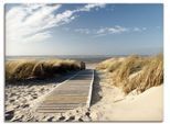 Leinwandbild ARTLAND "Nordseestrand auf Langeoog - Steg", beige (farbe bild(er): naturfarben), B:40cm H:30cm, Bilder, Leinwandbild, auf Holzrahmen gespannt