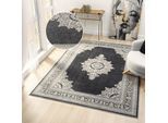 Teppich GOODPRODUCT "Banli, Vintage-Look, Orient-Optik", dunkelgrau, B:240cm H:9mm L:320cm, Kunstfaser, Teppiche, Teppich, dezenter Glanz, Schrumpf-Garn-Effekt, Wohnzimmer, Schlafzimmer
