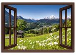 Wandbild ARTLAND "Fensterblick Bayerischen Alpen", braun (farbe bild(er): braun), B:70cm H:50cm, Bilder, Wandbild, als Leinwandbild, Poster, Wandaufkleber in verschied. Grössen