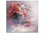 Leinwandbild ARTLAND "Rosenstrauss", pink (farbe bild(er): pink), B:40cm H:40cm T:1,8cm, Bilder, Leinwandbild, auf Holzrahmen gespannt