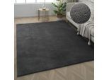 Teppich MY HOME "Cali, weich, modern, waschbar" Gr. 6, grau (anthrazit), B:180cm H:16mm L:280cm, Kunstfaser, Teppiche, Teppich, Uni-Farben, kuschelig, & weich, Wohnzimmer, Schlafzimmer, Esszimmer