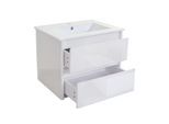 Waschbecken + Unterschrank MCW-B19, Waschbecken Waschtisch Badezimmer, hochglanz 50x60cm ~ weiß