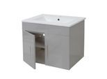 Waschbecken + Unterschrank MCW-D16, Waschbecken Waschtisch, MVG-zertifiziert, hochglanz 60cm ~ grau