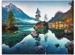 Wandbild ARTLAND "Herbstszene des Hintersee vor Alpen", blau (farbe bild(er): blau), B:60cm H:45cm, Bilder, als Alubild, Leinwandbild, Poster in verschied. Größen