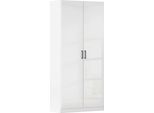 Mehrzweckschrank RAUCH "Garderobe Kleiderschrank Schrank Schuhschrank Putzschrank MINOSA", alpinweiß, hochglanz weiß, griffe graumetallic, B:91cm H:197cm T:41cm, Holzwerkstoff, Schränke, Mehrzweckschrank, In 4 Breiten mit vielen Einlegeböden für viel Stauraum MADE IN GERMANY