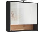 Spiegelschrank BASIC BY BALCULINA "Liguria B/H/T 80x72x21 cm", anthrazit, evoke eichefarben, B:80cm H:72cm T:21cm, FSC-zertifizierter Holzwerkstoff, Schränke, Spiegelschrank, Breite 80cm, Beleuchtung, FSC-Mix 70%