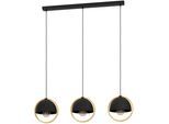 EGLO Hängeleuchte "Callow Hängelampe, Metall und Holz, Esszimmerlampe, E27, Pendellampe", schwarz, 3, H: 110cm, 1 Stk., Leuchten, EGLO Hängeleuchte Callow schwarz, braun 3X40W L:93 H:110 cm, Hängeleuchte