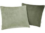 Dekokissen S.OLIVER "double soft Kissen s.Oliver", grün, unifarben, B:50cm L:50cm, Polyester, Dekokissen_Sitzkissen_Kissenhüllen, Kissenhüllen ohne Füllung, 2 Stück, mit samtig weicher Oberfläche