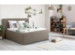 Polsterbett HOME AFFAIRE "Dalina", beige, B:191cm H:124cm L:247cm, Struktur (100% Polyester), Betten, Polsterbett, geradliniges Kopfteil, in 5 Breiten, auch in 220cm Länge