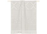 Handtuch PAD "HARLEM, 50x100 cm", weiß, B:50cm L:100cm, Frottee, Frottee, Handtücher, Made in Europe, Ton in Ton gestreift, mit Ornamenten, mit Fransen
