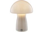 BRILLIANT LED Tischleuchte "Erik", grau, 1, Ø 16cm H: 22,2cm, 1 Stk., Leuchten, Pilzleuchte aus Glas mit Akku, 250 lm, 2700 K, H 22 cm, dimmbar, LED Tischleuchte