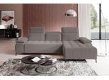 Ecksofa WERK2 "Focus-S, inkl. elektr. Sitzvorzug, manuelle Kopfteilverstellung", grau, B:277cm H:82cm T:177cm, 100% Polyester, Sofas, Ecksofa, elektr. Sitztiefenverstellung, flexible Kopfstützen, 12cm Füße, L-Form