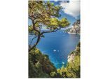 Wandbild ARTLAND "Punta de Masullo, Insel Capri, Italien", blau (farbe bild(er): blau), B:40cm H:60cm, Bilder, als Alubild, Poster in verschied. Größen