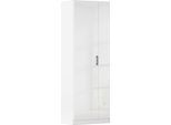 Mehrzweckschrank RAUCH "Garderobe Kleiderschrank Schrank Schuhschrank Putzschrank MINOSA", alpinweiß, hochglanz weiß, griffe graumetallic, B:69cm H:197cm T:41cm, Holzwerkstoff, Schränke, Mehrzweckschrank, In 4 Breiten mit vielen Einlegeböden für viel Stauraum MADE IN GERMANY