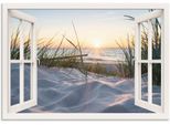 Wandbild ARTLAND "Ostseestrand durchs Fenster", beige (farbe bild(er): naturfarben), B:130cm H:90cm, Bilder, als Alubild, Leinwandbild, Poster, Wandaufkleber in verschied. Größen