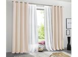 Vorhang MY HOME "Raja" Gr. 5, beige (sand), B:140cm H:265cm, Polyester, Recyceltes Material, Gardinen, Blickdichtes Material, Einfache Montage, Pflegeleicht, Ösen Aufhängung