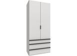 Falttürenschrank WIMEX "Oxford by fresh to go, in der Breite 100cm, in 2 Höhen erhältlich", weiß, Schränke, Weiß, B/H/T: 100cm x 236cm x 58cm, Schubladen: 3 Stk. Türen: 2 Stk. ohne Spiegel, Holzwerkstoff, mit hochwertigen Falttüren für den perfekten Überblick, B:100cm H:236cm T:58cm