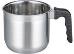 Milchtopf ELO BASIC "Turmalin", grau (edelstahlfarben), B:21,5cm H:12,3cm L:22cm Ø:14cm, Töpfe, Öl Dosierringe, 14 cm, Induktion