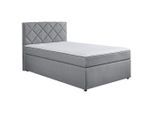 Boxxx Boxspringbett , Grau , Textil , H2 , 90x200 cm , Oeko-Tex® Standard 100 , gepolstertes Kopfteil, Topper durchgehend, In verschiedenen Grössen erhältlich, Matratze durchgehend , Schlafzimmer, Betten, Boxspringbetten