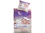 Bettwäsche MESANA "Schneemann", bunt, B/L: 155cm x 220cm, 1 Stk., 1 Stk., Polyester, B/L: 80cm x 80cm, 2 Stk., Polyester, Obermaterial: 100% Polyester, Bettwäsche, Bettwäsche, aus Mikrofaser Plüsch, Motiv Weihnachten, weich & kuschelig