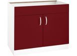 Spülenschrank WIHO KÜCHEN "Flexi", rot (front: rot glanz, korpus: weiß), B:100cm H:82cm T:57cm, Schränke, Spülenschrank, Breite 100 cm