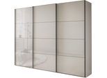 Schwebetürenschrank WIEMANN "Phoenix, Made in Germany, modernes Design, Highlight, Blickfang", champagner, dekor, B:223cm H:217cm T:67cm, Schränke, Schwebetürenschrank, maximaler Staurraum, inkl.Einlegeböden, Wäscheböden u. Dämpfer