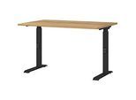 Schreibtisch Boston, mechanisch höhenverstellbar, Rechteck, C-Fuss, B 1200 x T 800 x H 680-910 mm, Navarra-Eiche/schwarz