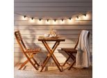 Ambia Garden Balkonset, Akazie, Holz, 3-teilig, Akazie, massiv, X-Form, 60x55x74 cm, Tisch klappbar, Stuhl klappbar, Balkonmöbel, Balkonmöbel-Sets