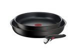 Tefal Pfannenset Ingenio Ultimate , Dunkelgrau , Metall , 3-teilig , rund , Made in Europe , abnehmbarer Griff, backofengeeignet, ergonomischer Griff , Kochen, Pfannen, Pfannensets