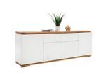 Sideboard Chiaro, Weiß, Eiche, Holz, Holzwerkstoff, Asteiche, massiv, 4 Fächer, 2 Schublade(n) Schubladen, 182x81x40 cm, Typenauswahl, Beimöbel erhältlich, Holzmöbel, Kleinmöbel Holz, Holzkommoden, Sideboards Holz