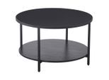 Carryhome Couchtisch, Schwarz, Metall, Glas, Holzwerkstoff, rund, Flachrohr, 75x45x75 cm, einfacher Aufbau, Wohnzimmer, Wohnzimmertische, Couchtische, Couchtische Glas