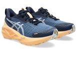 Laufschuh ASICS "NOVABLAST 5 LITE-SHOW", Damen, Gr. 37,5, blau (lite, show, orange glow), Textil, Schuhe Laufschuh, mit reflektierenden Elementen