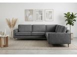 Ecksofa HOME AFFAIRE "Pinto Skandi, 290 cm, Chenille, Struktur, Ottomane links / rechts", grau (dunkelgrau), B:290cm H:89cm T:250cm, 100% Polyester, Sofas, Ecksofa, mit Keder, Massivholzfüße Eiche geräuchert, Wellenunterfederung