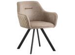 Hom`in Armlehnstuhl, Schwarz, Beige, Metall, Textil, eckig, 58.5x78.5x60 cm, Stoffauswahl, Sitzfläche 180° drehbar, Esszimmer, Stühle, Esszimmerstühle, Armlehnenstühle