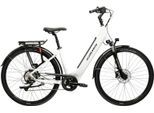 E-Bike KROSS "E-Trekkingbike Damen Trans Hybrid 1.0 28" weiß 8 Gänge" Gr. 43, weiß (weiß, weiß), Elektrofahrräder, Damen, 43cm, 28 Zoll (71,12cm), Pedelec, Elektrofahrrad für Damen
