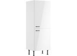 Kühlumbauschrank KOCHSTATION "KS-Paula", weiß glanz, weiß, B:60cm H:176,6cm T:58,4cm, Schränke, Kühlumbauschrank, 60 cm breit, 176 cm hoch, mit 2 Türen, 1 Einlegeboden