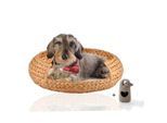 Rohrschneider ® runder Hundekorb aus geflochtener Wasserhyazinthe, Hundesofa für kleine, mittelgroße und große Hunde