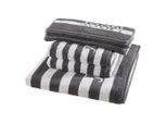 Joop! Frottierset Split Stripes, Grau, Dunkelgrau, Textil, 5-teilig, Streifen, Oeko-Tex® Standard 100, saugfähig, Aufhängeschlaufe, strapazierfähig, angenehm weich, hochwertige Qualität, Badtextilien, Handtuch-Sets