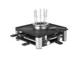 WMF Gourmet Station 3-in-1 Lumero, Schwarz, Edelstahlfarben, Metall, Temperaturregler, Kontrollleuchte, antihaftbeschichtete Raclette-Pfännchen, Kochgeschirr, Tischgrills & Fondues, Raclette-Grills