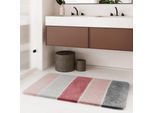 Badematte HOMIE LIVING "Rio Marina", puder rosa, H:30mm, Polyester, Badematten, Badematte, flauschiger Badteppich, modern gestreift, waschbar, Badezimmerteppich