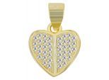 Kettenanhänger ADELIA´S "hochwertiger Herz Anhänger aus 925 Sterling Silber", gold, Schmuckanhänger, Damen, Silber 925 (Sterlingsilber), Kettenanhänger